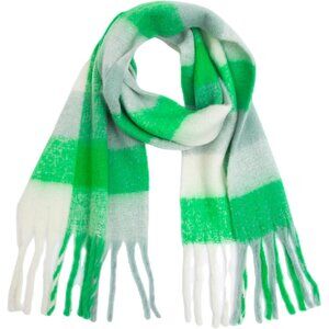 Large Chunky Plaid Scarf Coloured Checked Oversized Scarf Tassel Soft Fall Winte